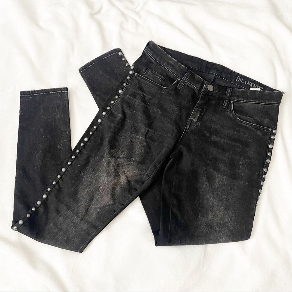 Blank NYC black studded distressed jeans skinny denim size 27